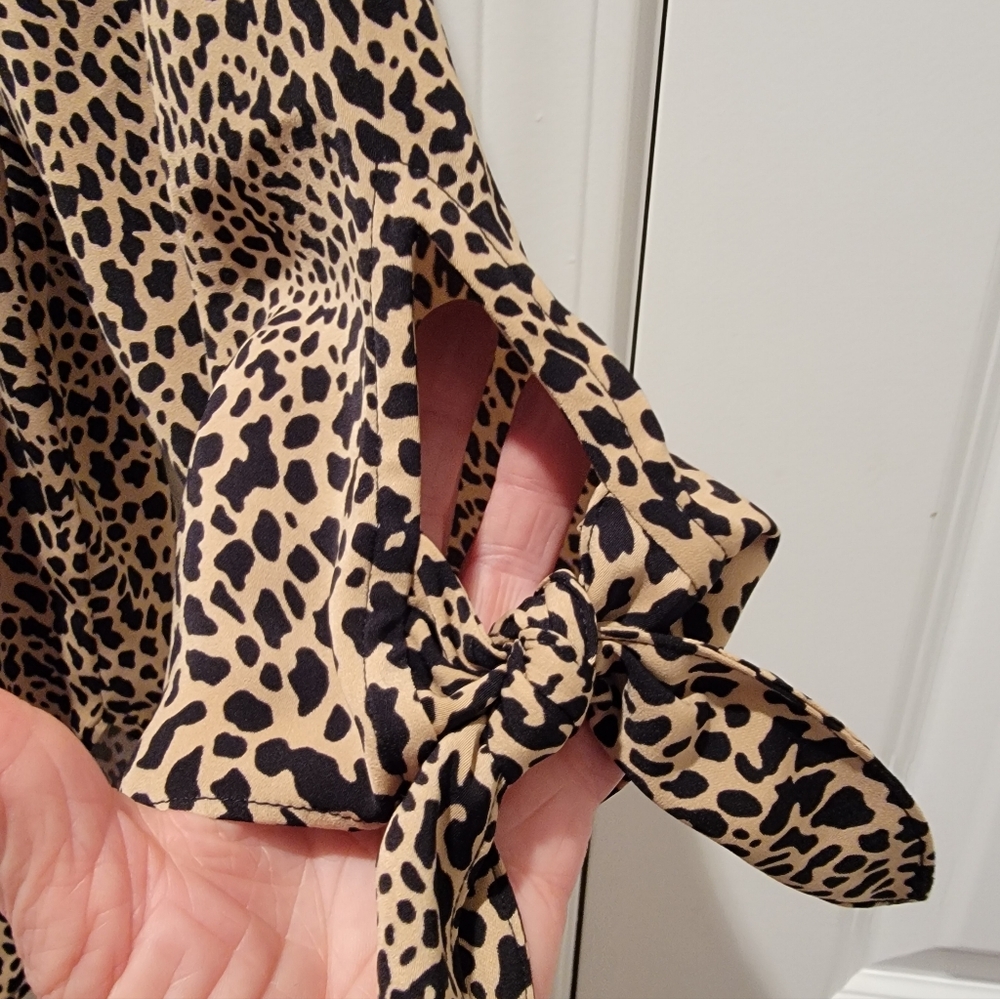 Michael Kors Animal Print Blouse - Black and Tan NWT - Picture 3 of 4
